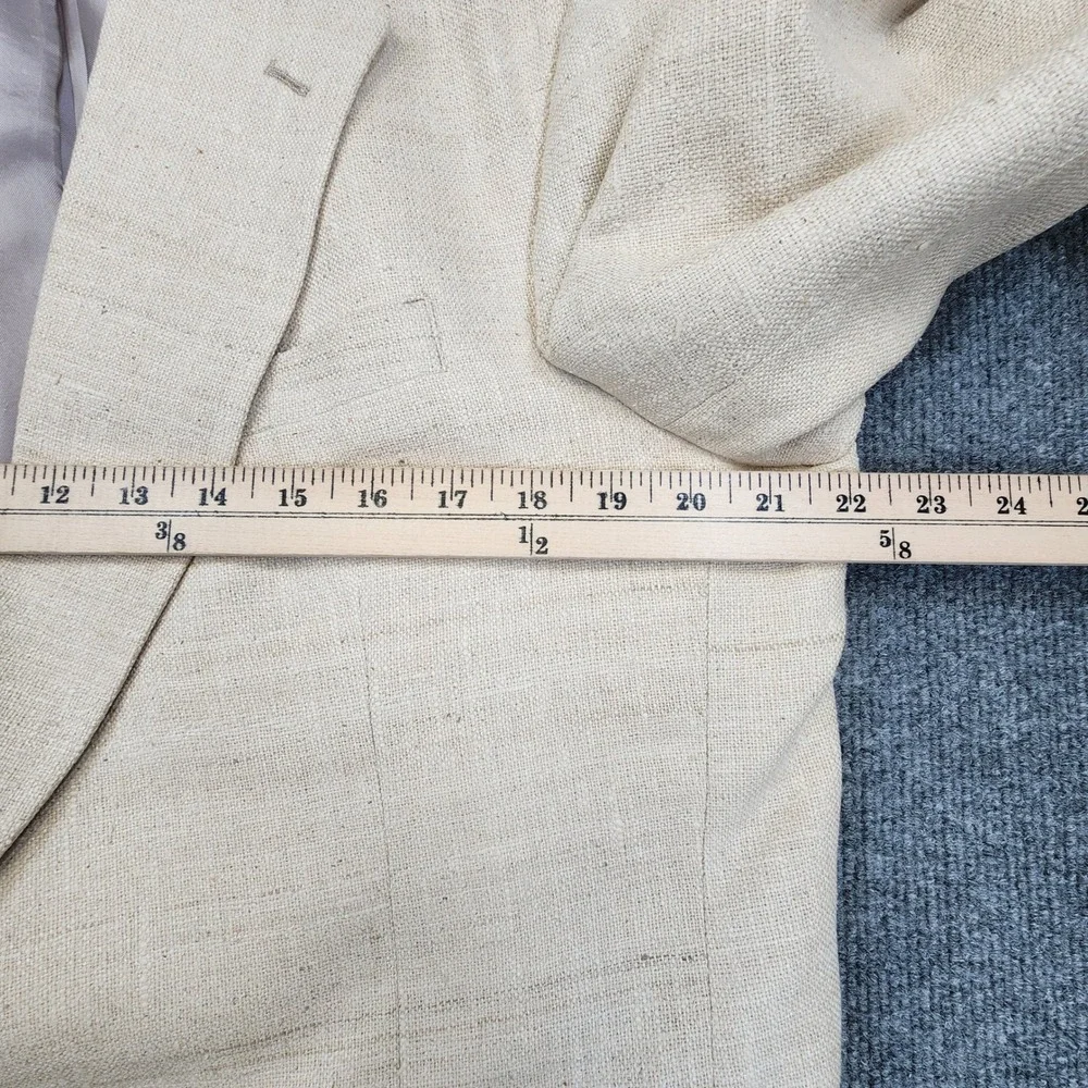 Bullock & Jones Blazer Men 44R Beige 100% Silk Slub Weave Sport Coat Made in USA